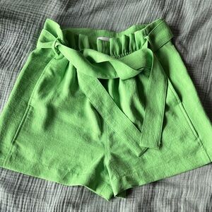 Aritzia Wilfred Lime Green High-Waist Shorts